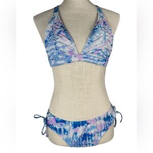 BECCA Blue & Purple Tie Dye Bikini Swimsuit Set